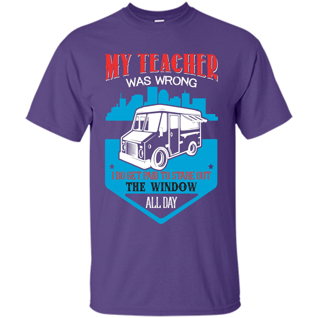 Ice Cream Car T-shirt I Do Get Paid To Stare Out The Window All Day Purple