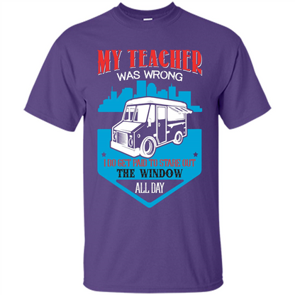 Ice Cream Car T-shirt I Do Get Paid To Stare Out The Window All Day Purple