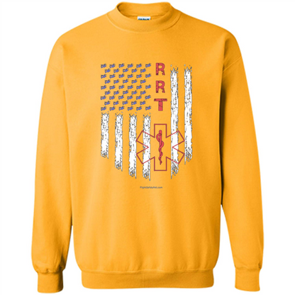 RRT - Respiratory Therapist American Flag T-shirt Gold