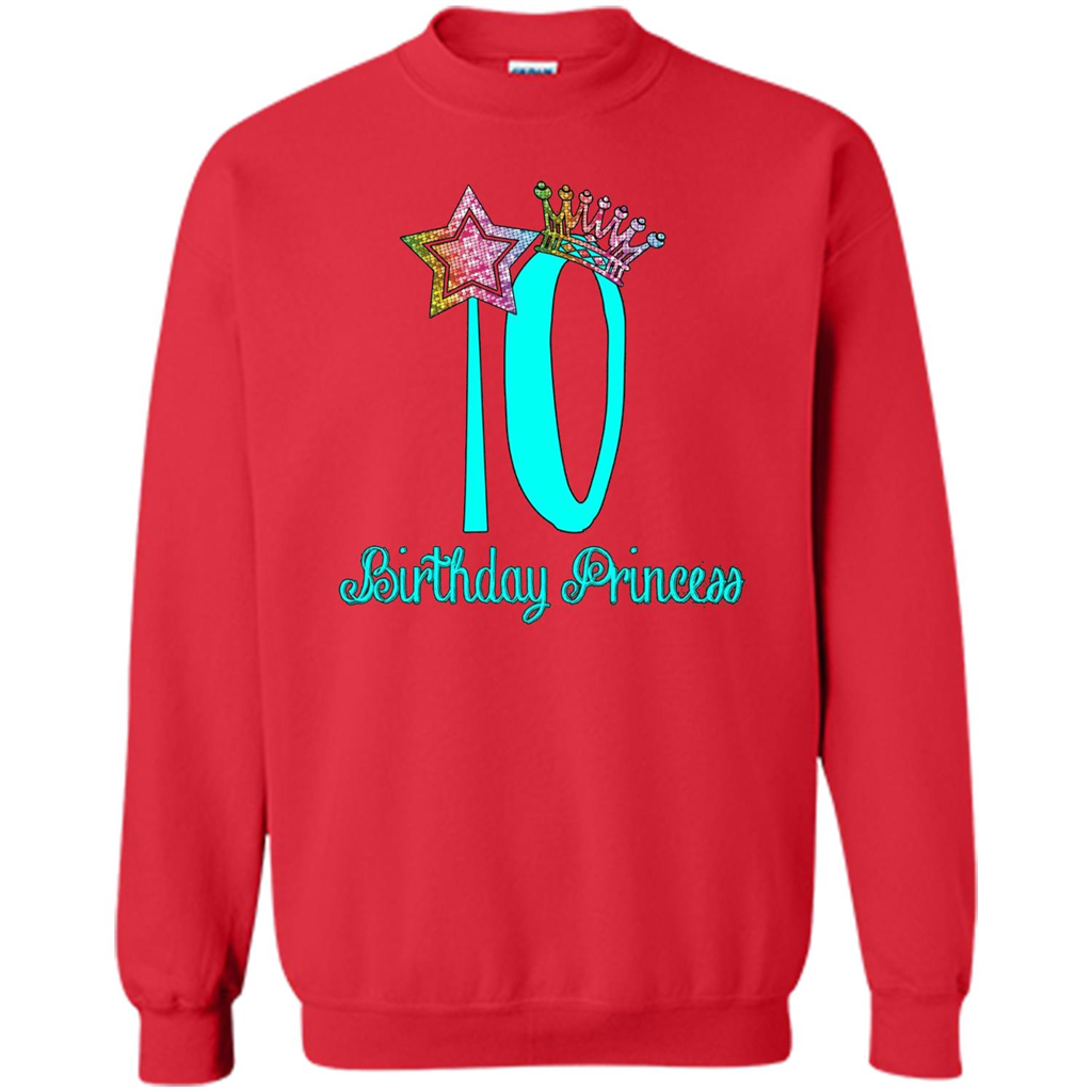 Birthday Princess Tiara T-shirt Tenth Birthday T-Shirt Red