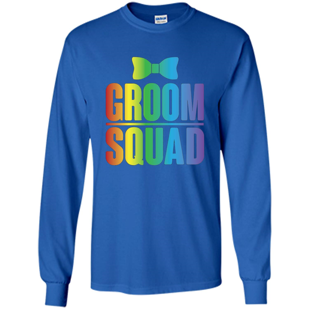 Groom Squad Bachelor Party Rainbow Bowtie T-Shirt Royal