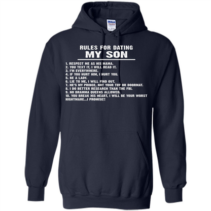 Parents T-shirt Rules For Dating My Son T-shirt Navy