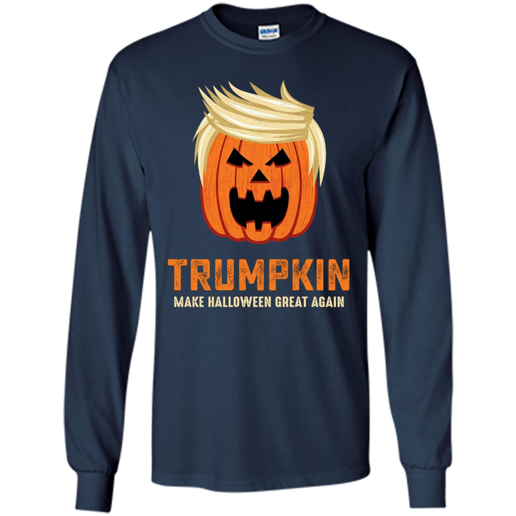 Halloween Trumpkin Funny T-Shirt Make Halloween Great Again Navy