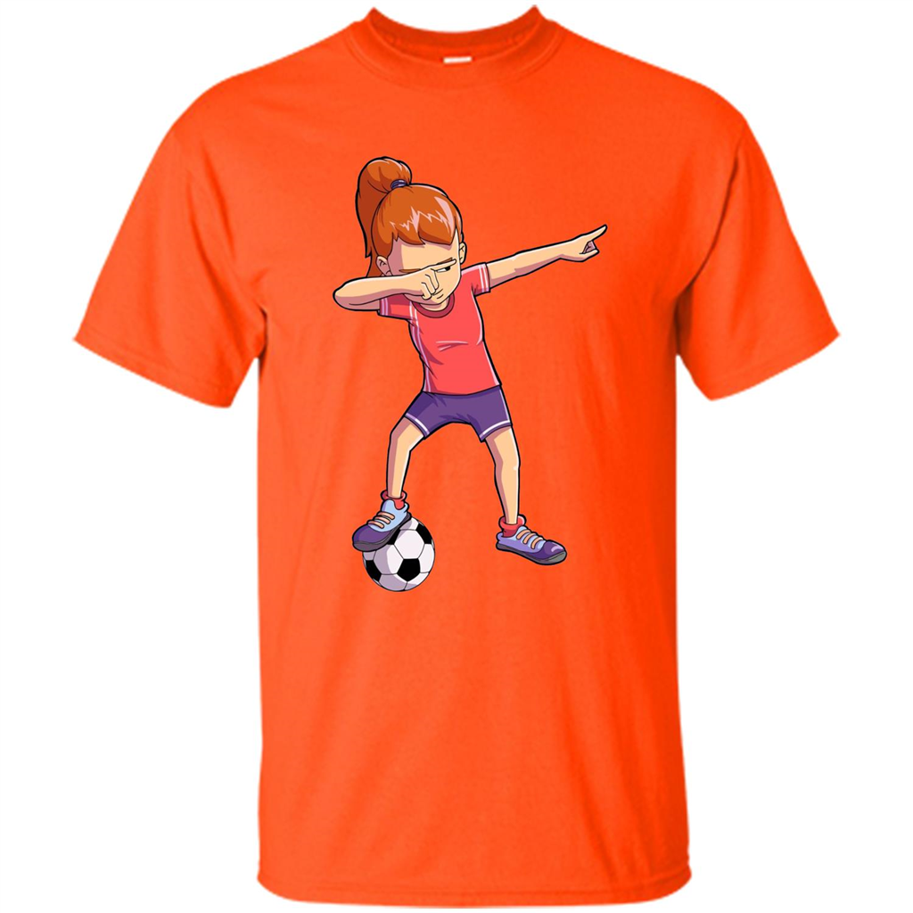 Dabbing Soccer Girl T-shirt Dab Dance T-shirt Orange
