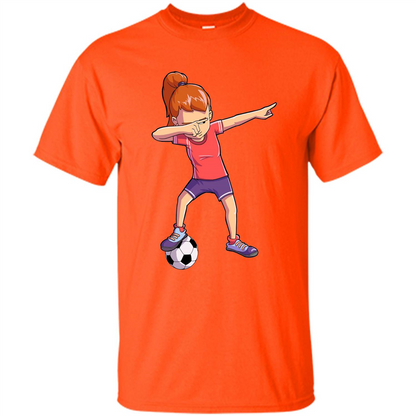 Dabbing Soccer Girl T-shirt Dab Dance T-shirt Orange