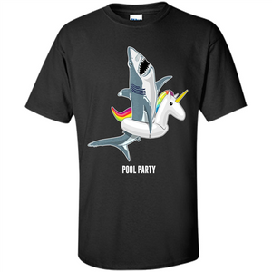 Pool Party Unicorn Float Funny Shark T-shirt