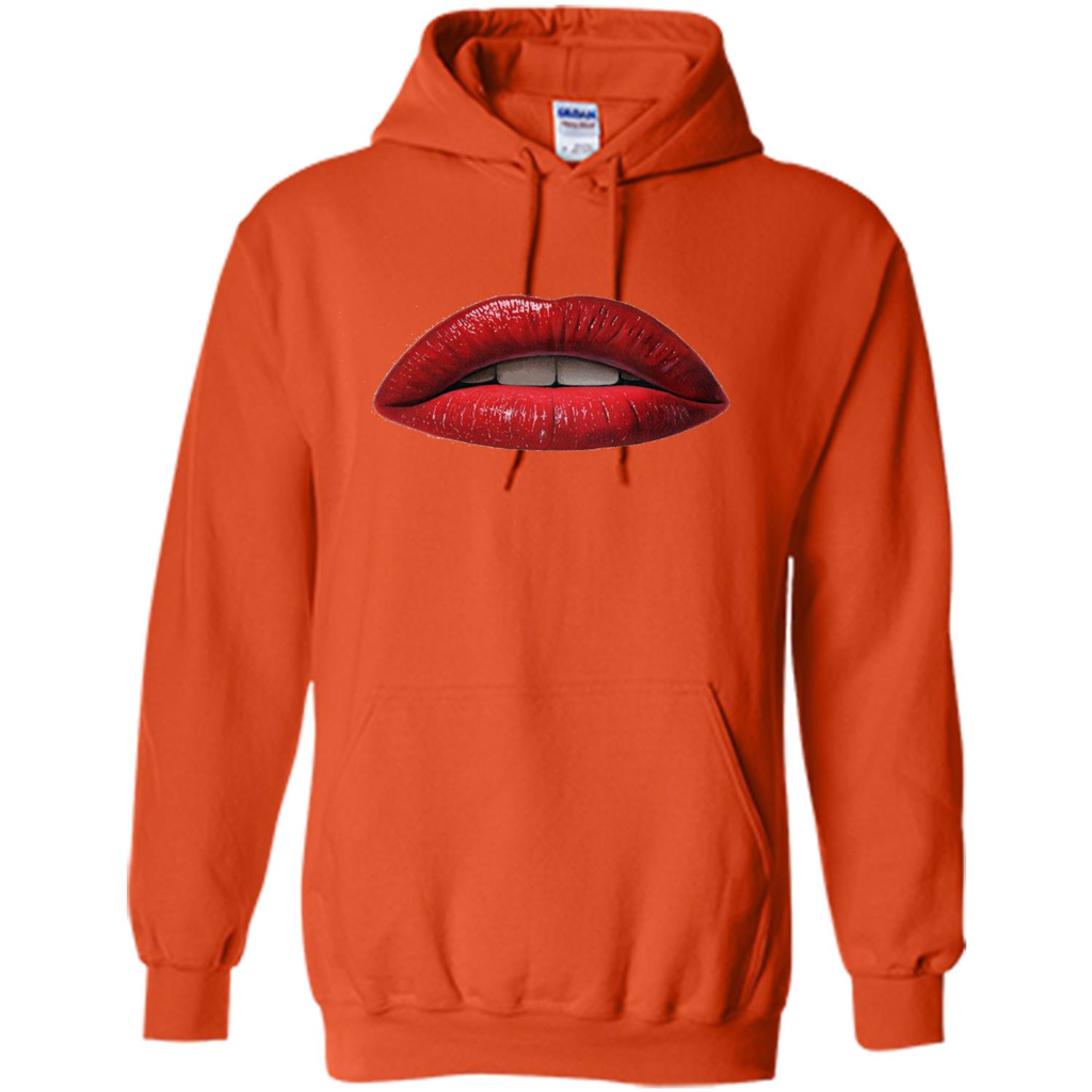 Red Lips T-shirt with Red Lips Art T-shirt Orange