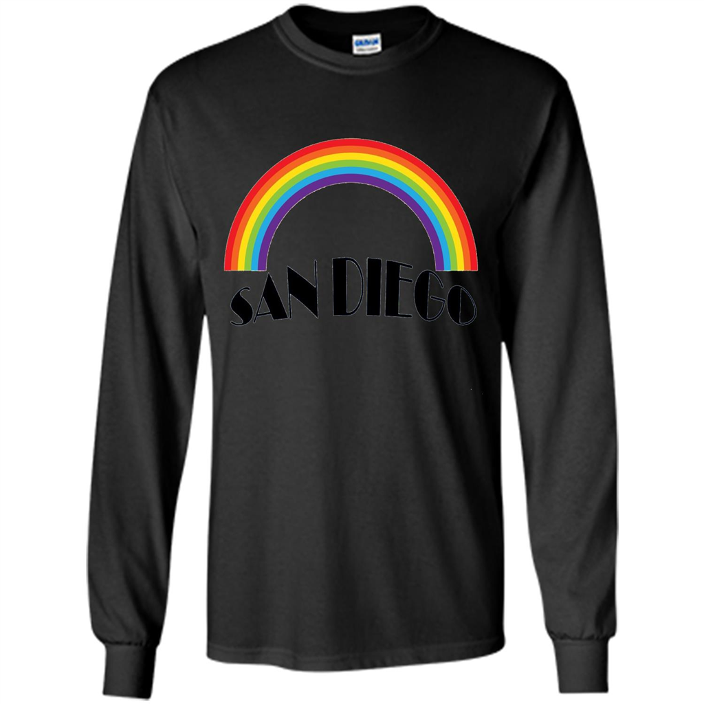 LGBTQ. San Diego LGBT Pride Rainbow T-shirt Black