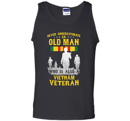 Mens Never Underestimate an OLD MAN Vietnam Veteran - Gift Tee cool shirt Black