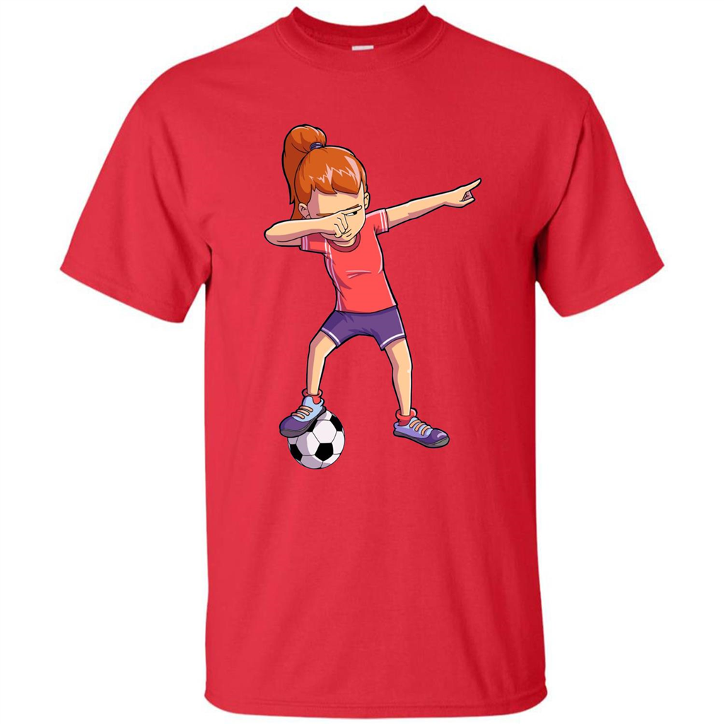 Dabbing Soccer Girl T-shirt Dab Dance T-shirt Red