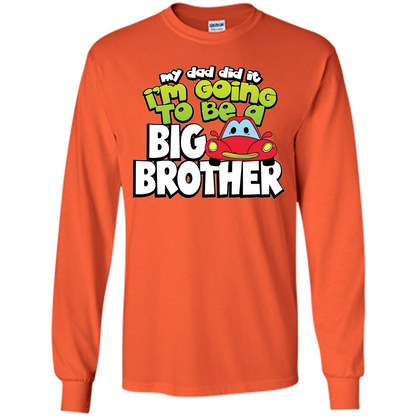 Car Brother T-shirt I'm Going To Be a Big Brother Orange