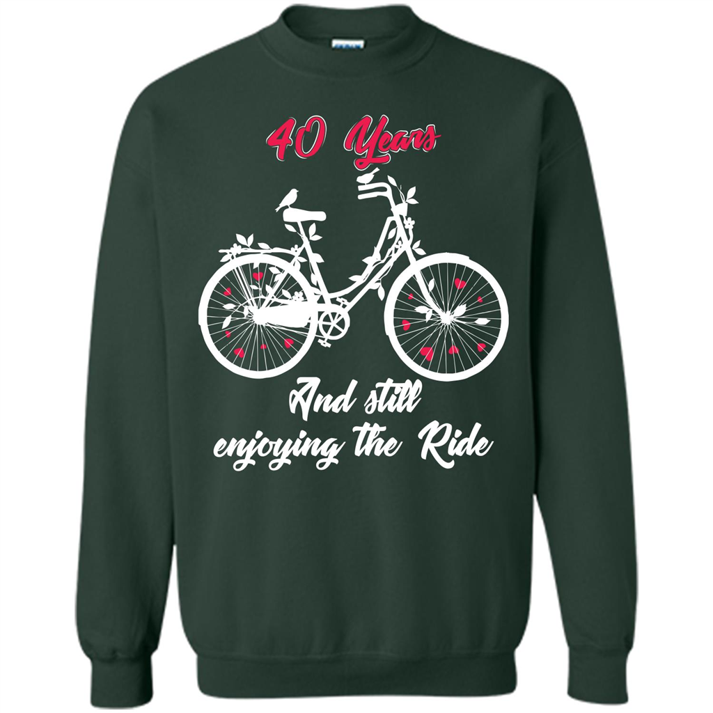 Anniversary T-shirt 40 Years And Still Enjoying The Ride Forest Green