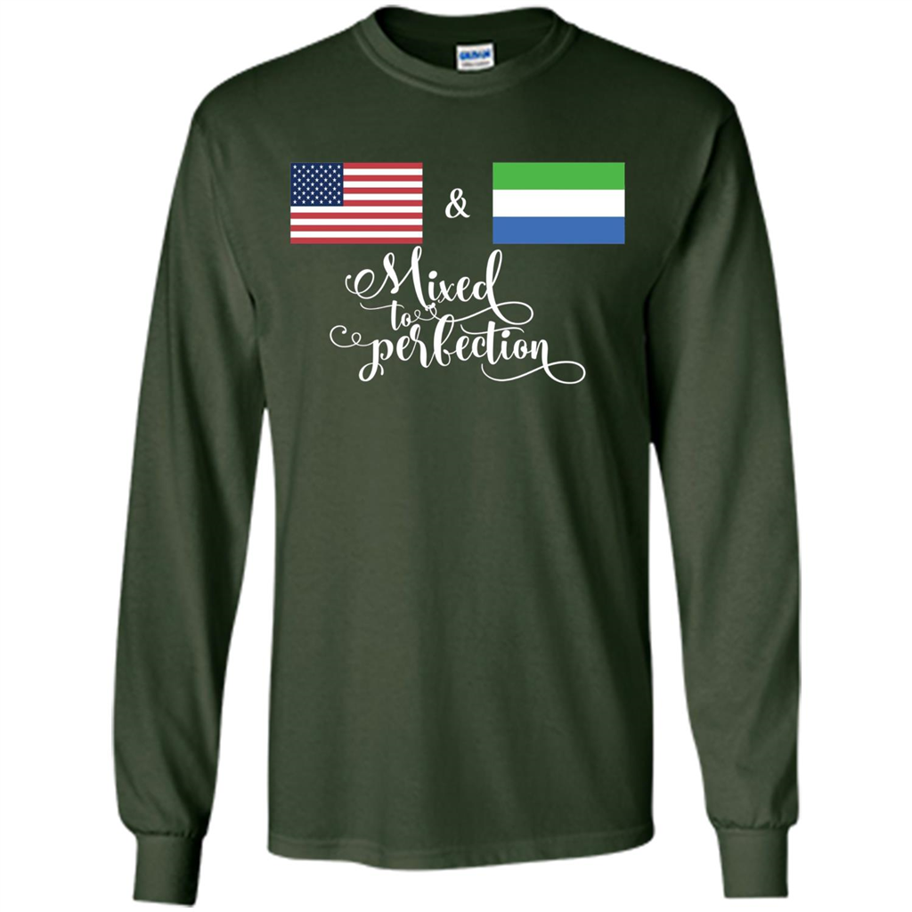 American + Sierra Leone Mixed To Perfection Flag T-Shirt Forest Green