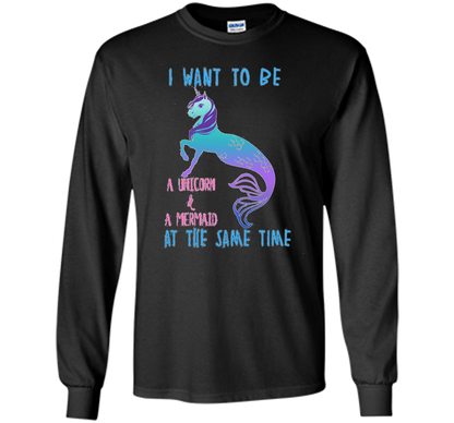 Cute Unicorn Mermaid Mermicorn T-shirt For Girls Black