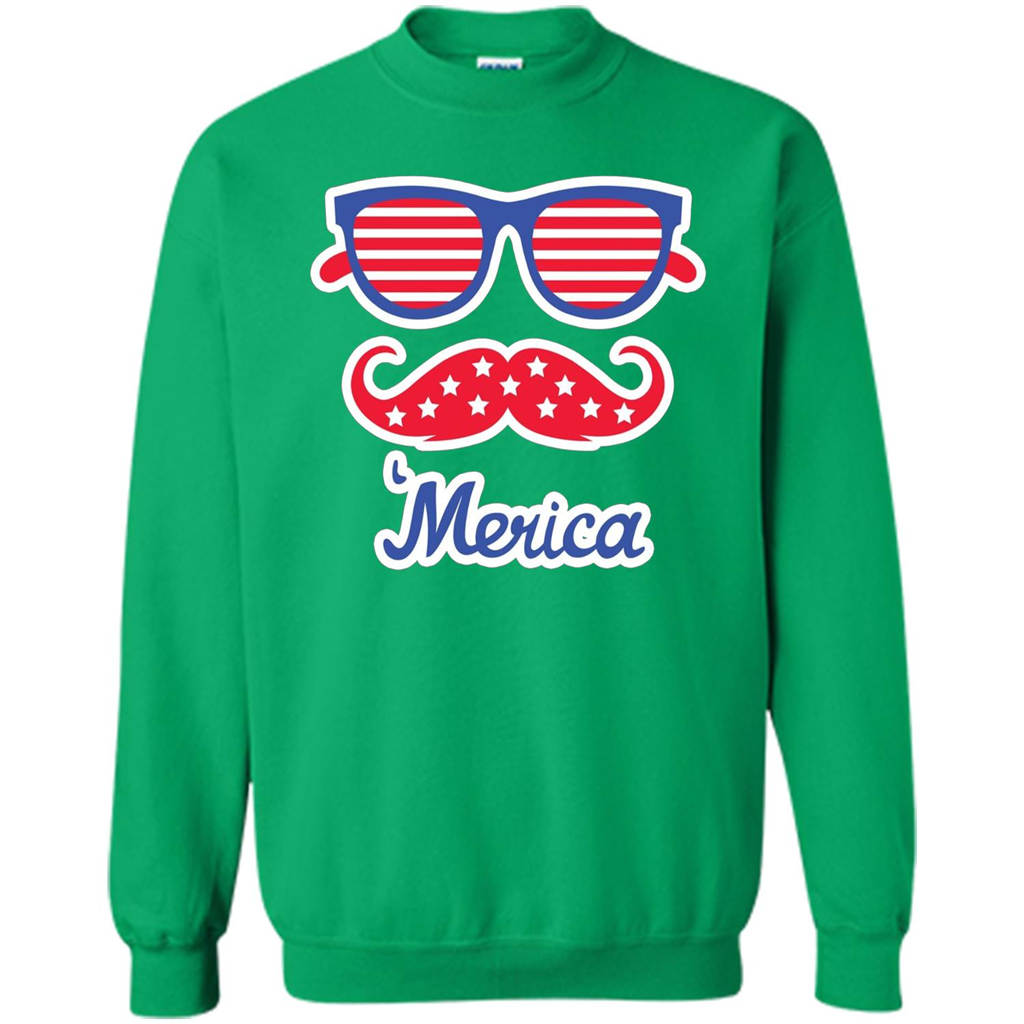 Merica Sunglasses Shirt Stars Stripes July 4th T-shirt Irish Green