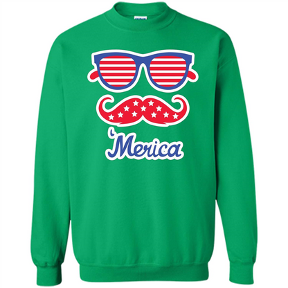 Merica Sunglasses Shirt Stars Stripes July 4th T-shirt Irish Green