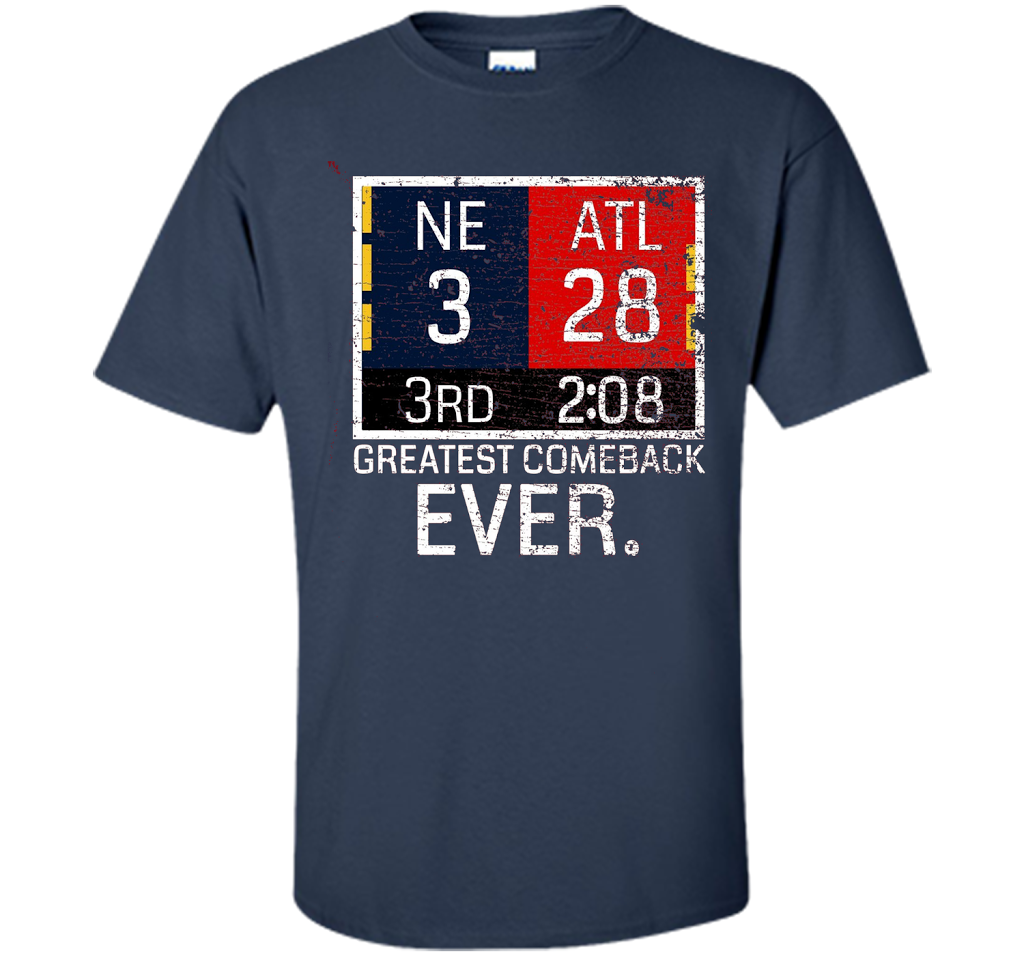 New England 3 - Atlanta 28 T-shirt - Greatest Comeback Ever T-shirt Navy