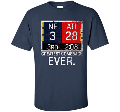 New England 3 - Atlanta 28 T-shirt - Greatest Comeback Ever T-shirt Navy