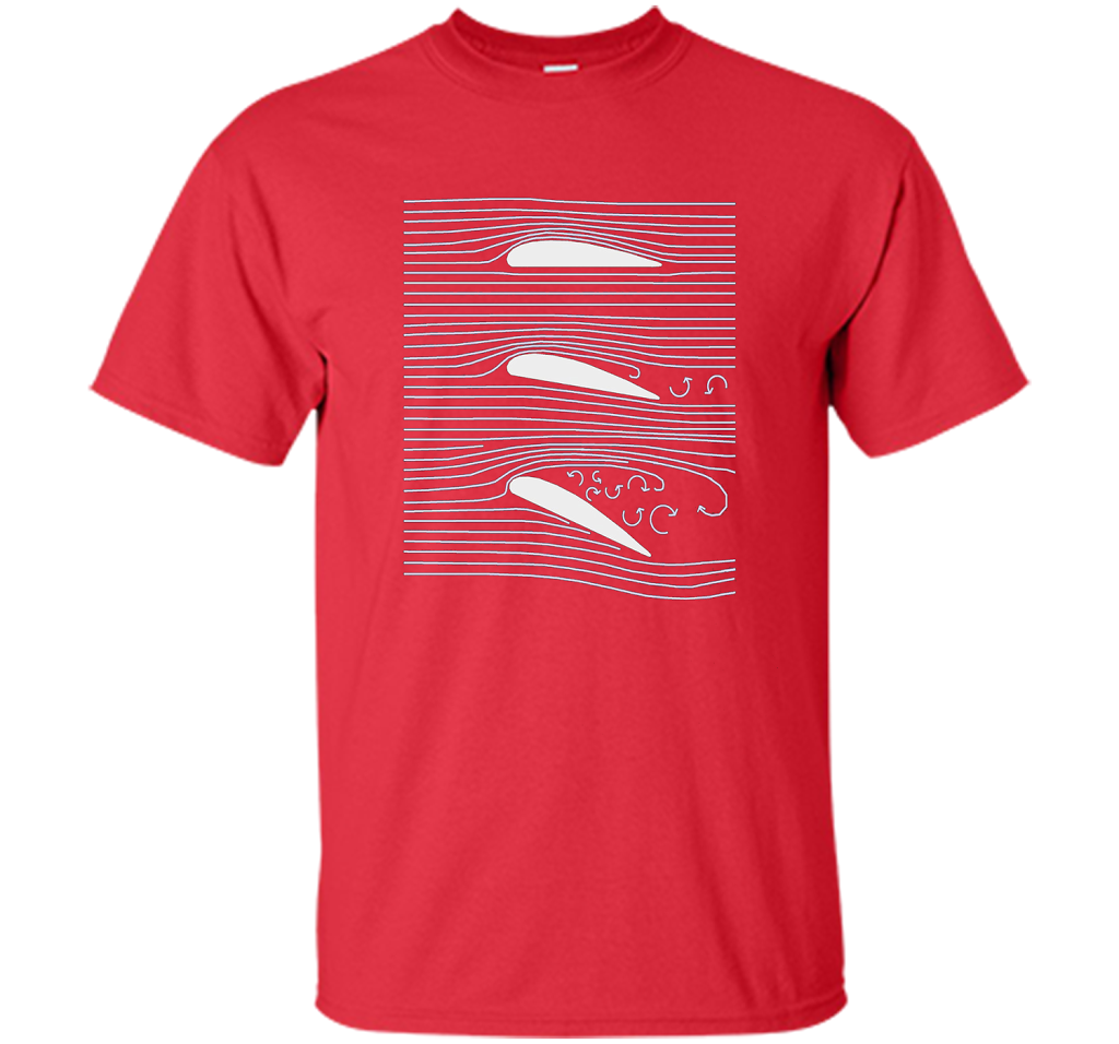 Airplane Wing T-shirt Aerospace Airfoil Stall Diagram Red