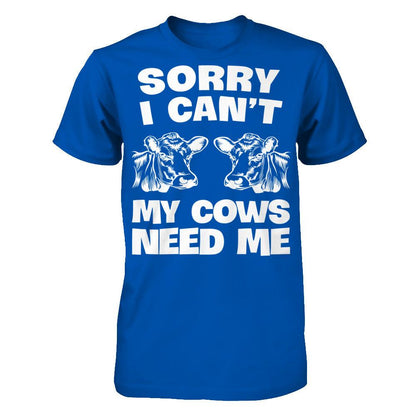 Sorry I Can't, My Cows Need Me Next Level - Unisex Fitted Tee Royal