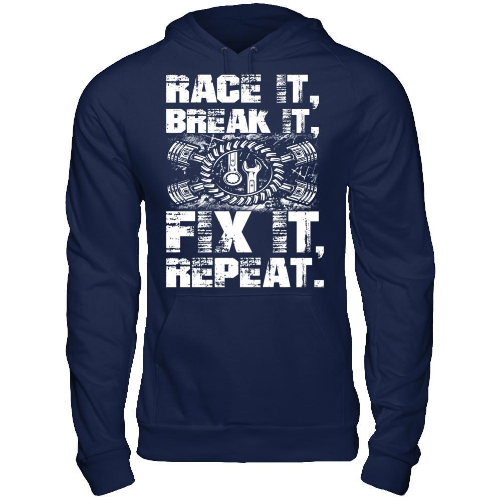 Race It, Break It, Fix It, Repeat Gildan - Pullover Hoodie Navy