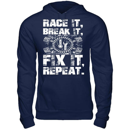 Race It, Break It, Fix It, Repeat Gildan - Pullover Hoodie Navy