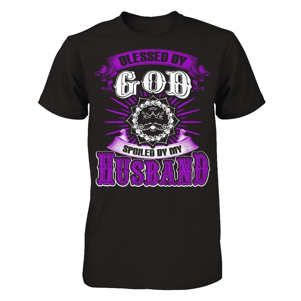 Blessed By God Spoiled By My Husband T-shirt Next Level - Unisex Fitted Tee Black