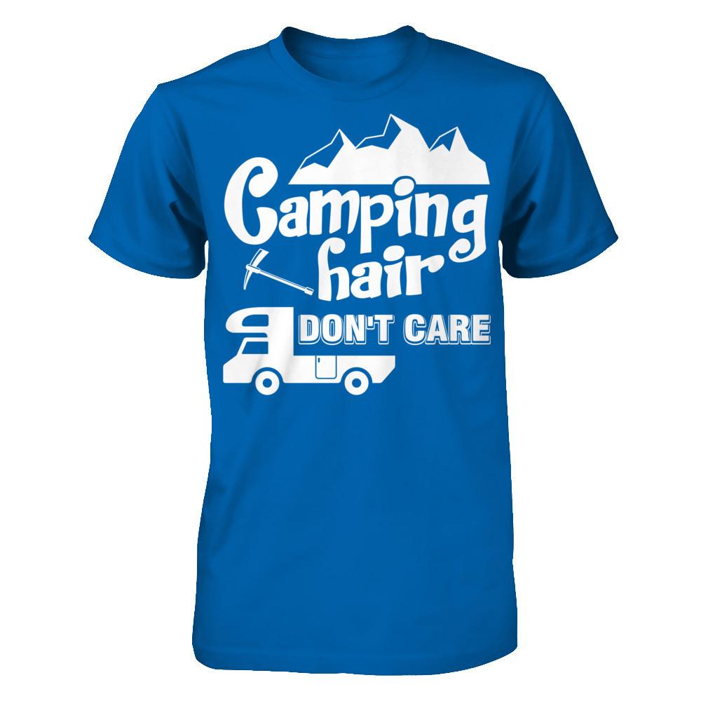 Camping Hair Don't Care T-shirt Gildan - Short Sleeve Tee Royal