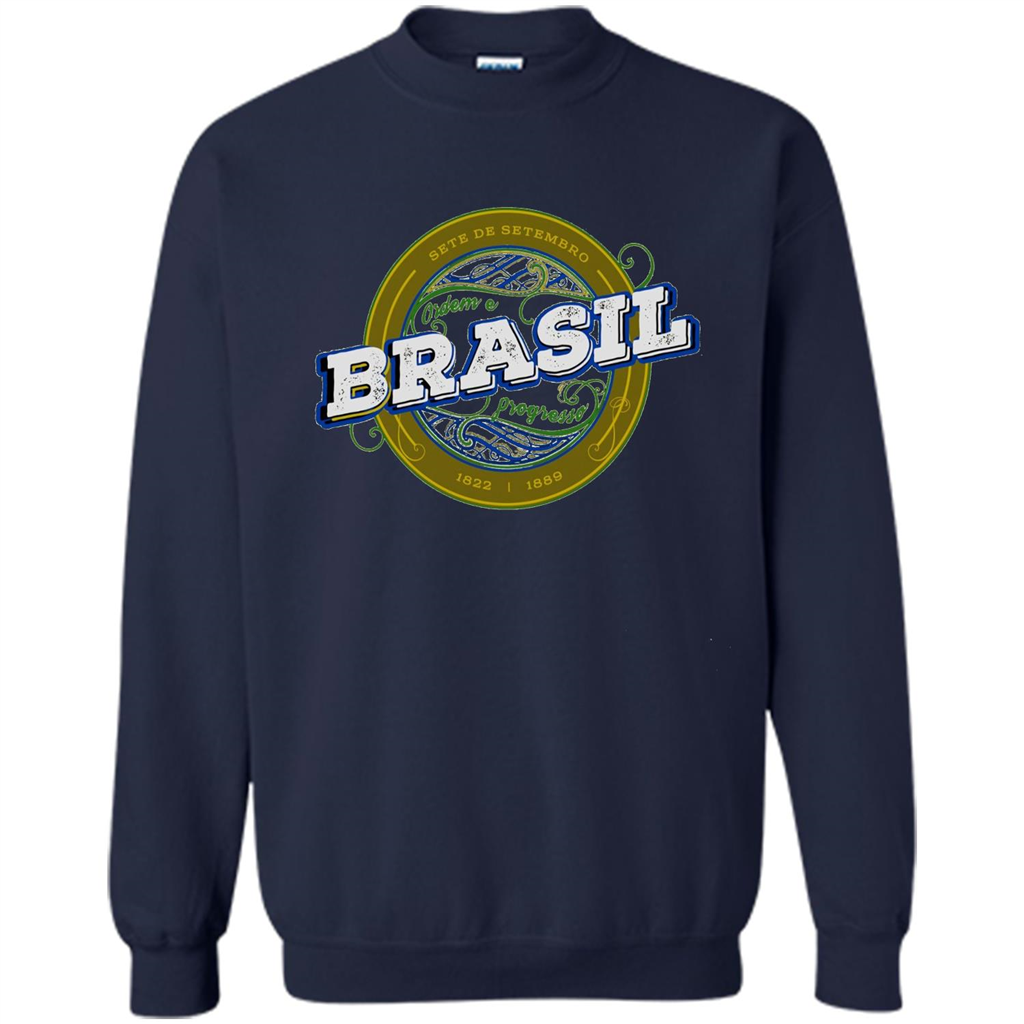 BRAZIL Brasil Independence Day Badge T-shirt Navy