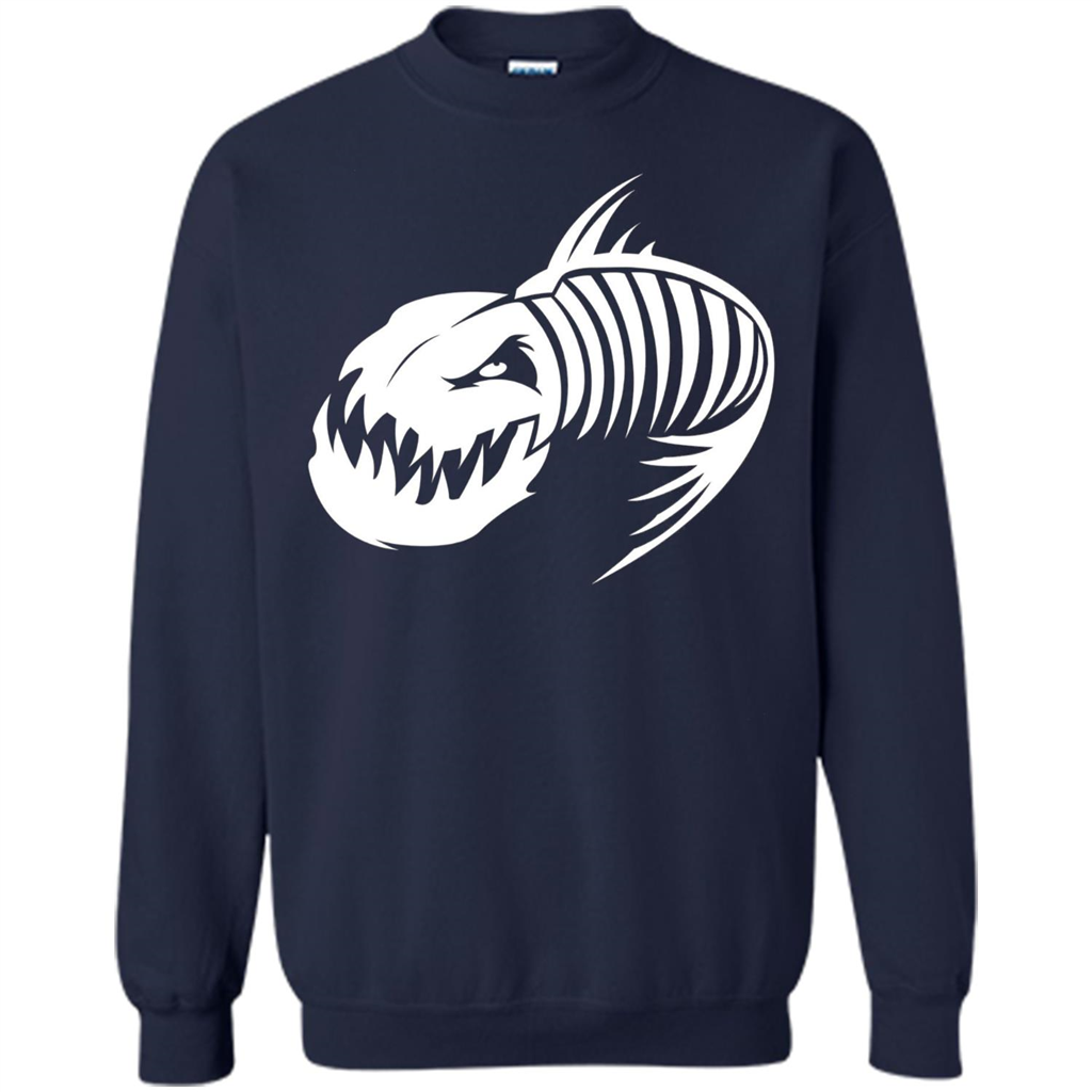 Fisherman Gift T-shirt Badass Fish Bone Skeleton Navy