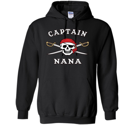 Captain Nana Funny Pirate T-shirt cool shirt Black