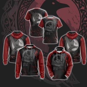 Norse Raven Unisex Zip Up Hoodie