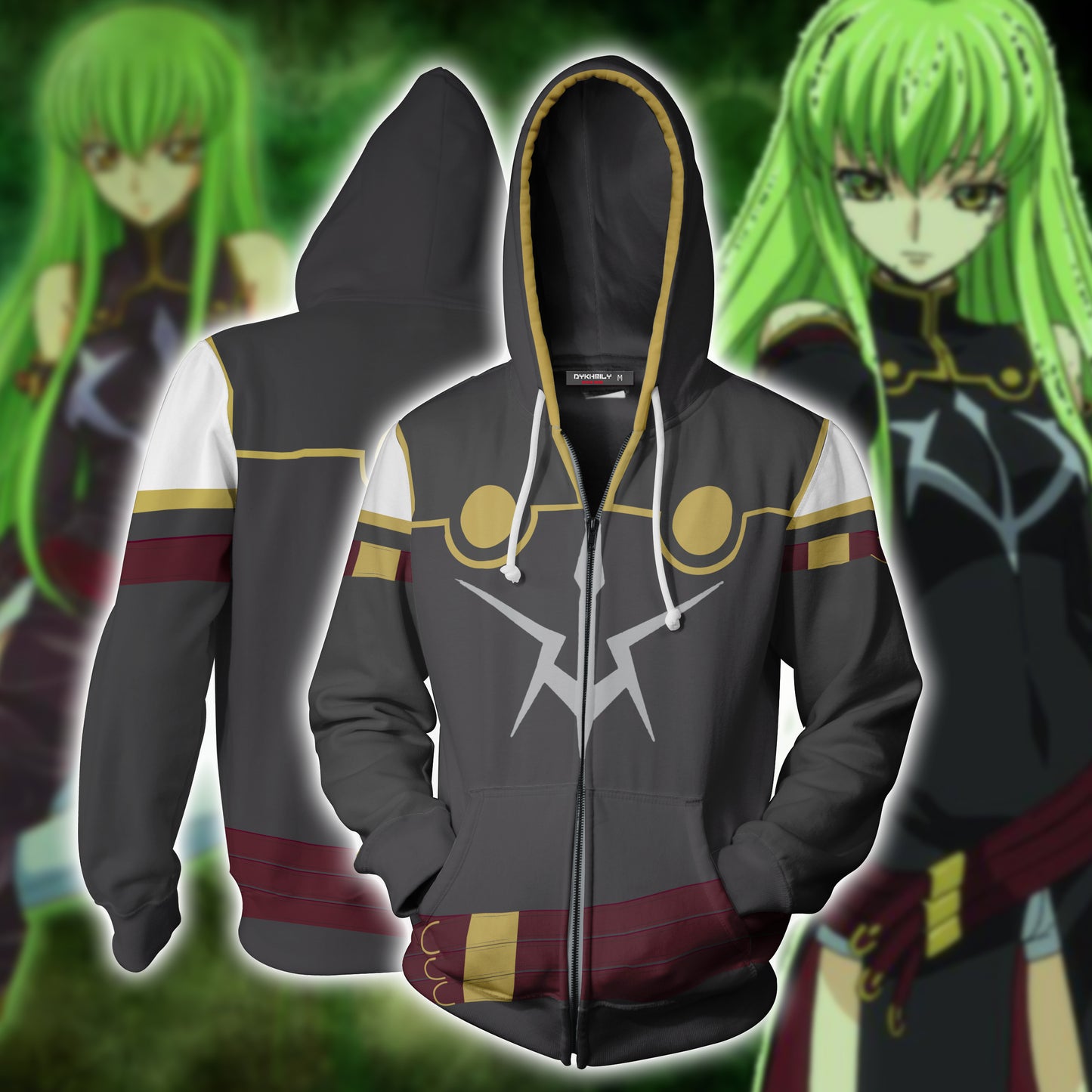 Code Geass C.C Cosplay Zip Up Hoodie Jacket 4XL