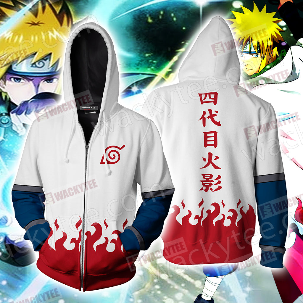 Naruto Namikaze Minato Cosplay Zip Up Hoodie Jacket 4XL