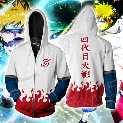 Naruto Namikaze Minato Cosplay Zip Up Hoodie Jacket 4XL