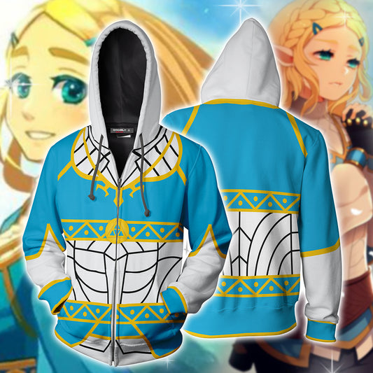 The Legend Of Zelda Princess Zelda Cosplay Zip Up Hoodie Jacket Version 1