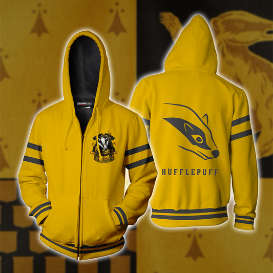 Hufflepuff Hogwarts Harry Potter New Collection Zip Up Hoodie 4XL