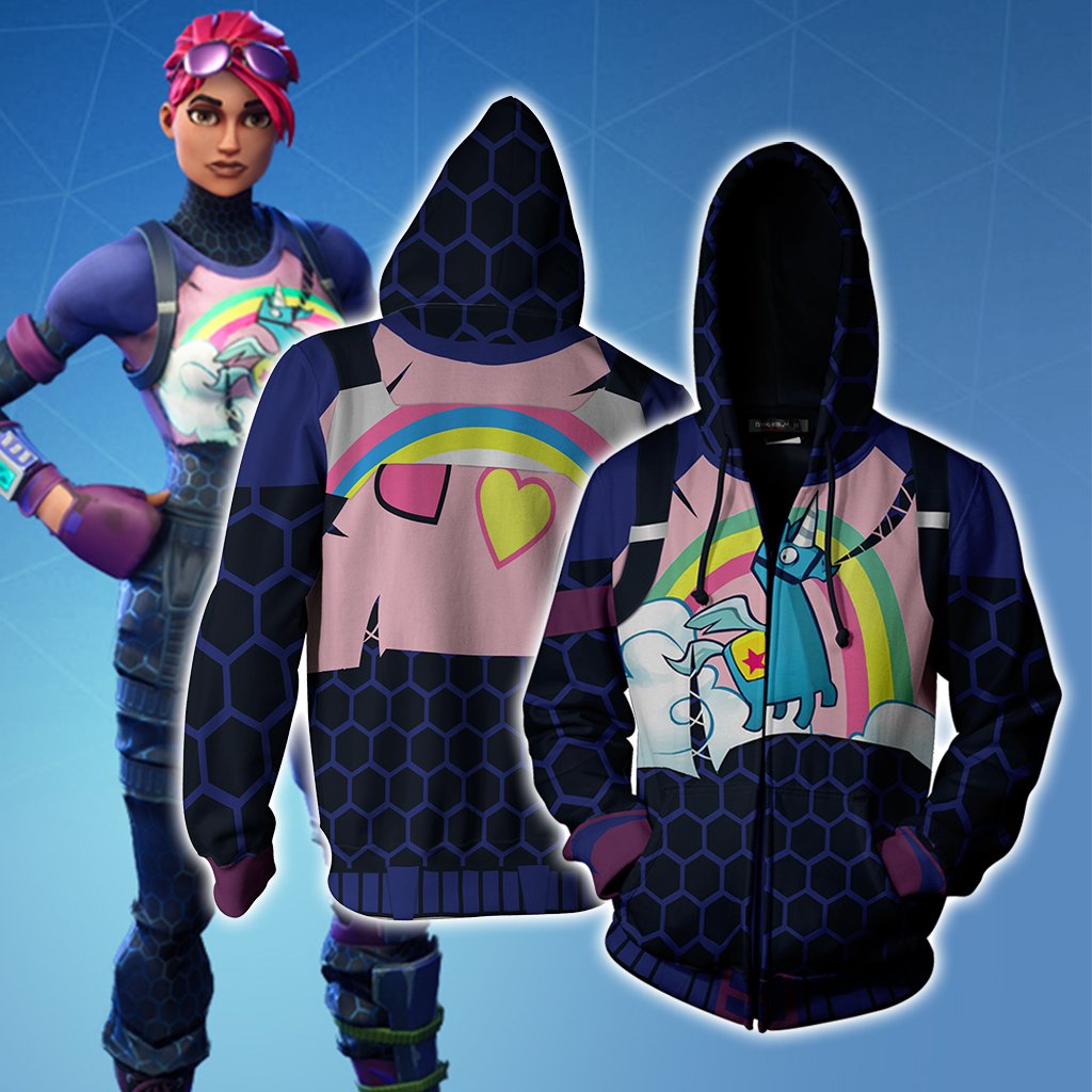 Fortnite Brite Bomber Skin Cosplay Zip Up Hoodie Jacket 4XL