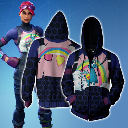 Fortnite Brite Bomber Skin Cosplay Zip Up Hoodie Jacket 4XL