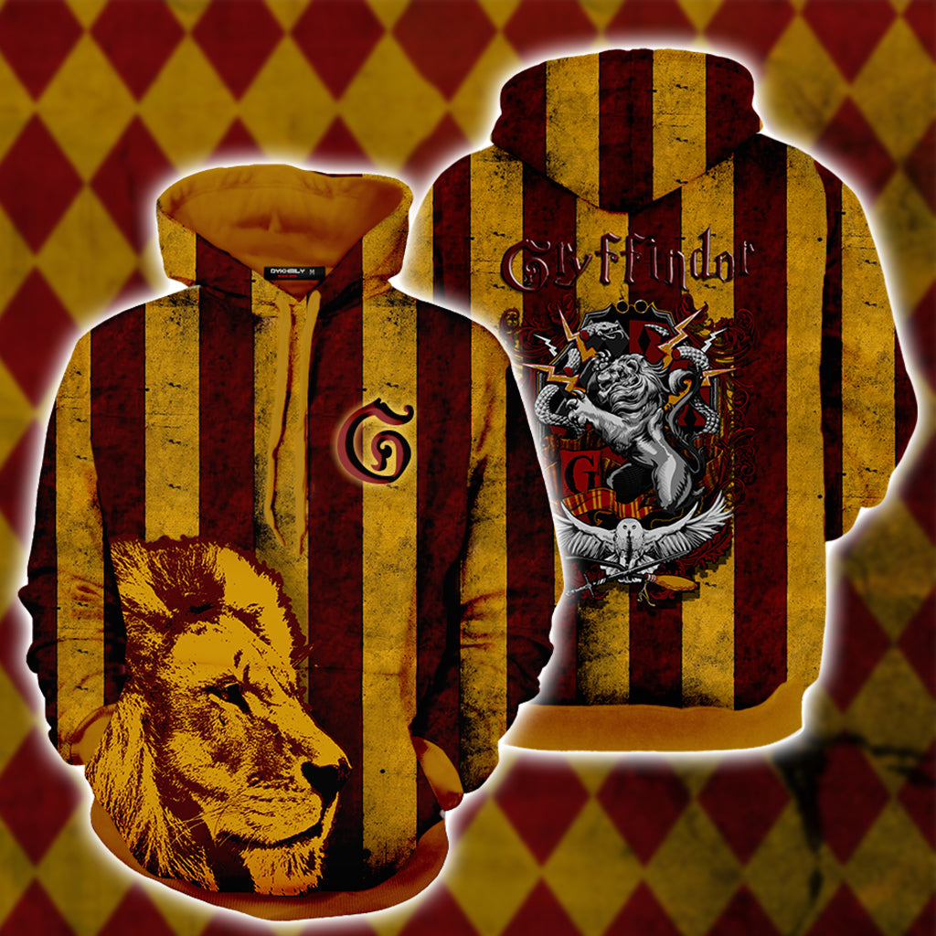 Striped Gryffindor Harry Potter 3D Hoodie