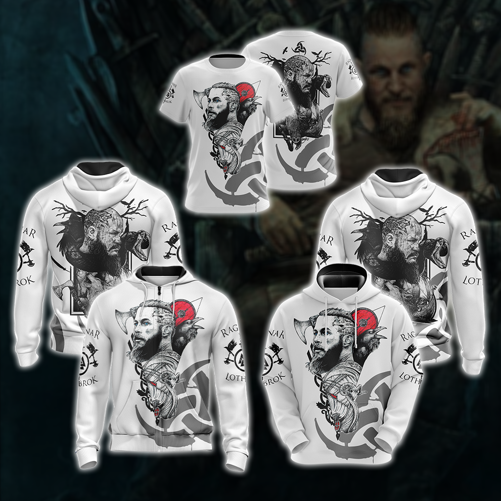 Vikings- Ragnar Lodbrok Unisex Zip Up Hoodie