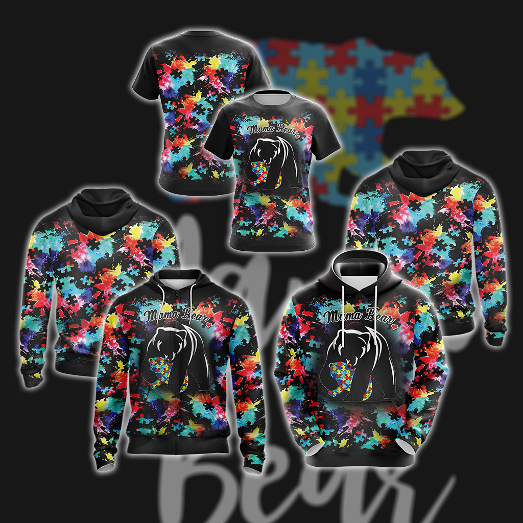 Autism Mama Bear Unisex 3D T-shirt