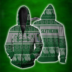 Slytherin Harry Potter Ugly Christmas Zip Up Hoodie