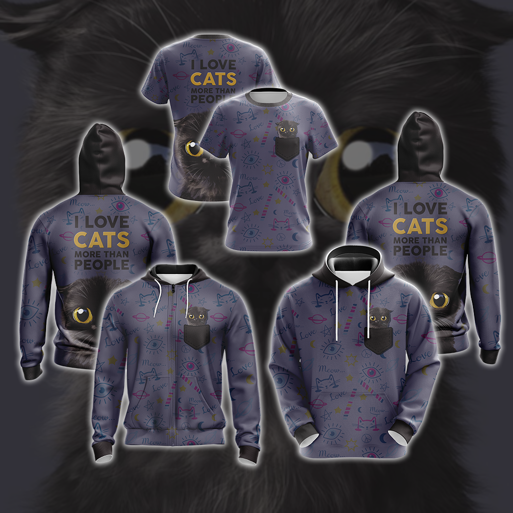 I Love Cats More Than People Unisex 3D T-shirt