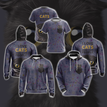 I Love Cats More Than People Unisex 3D T-shirt