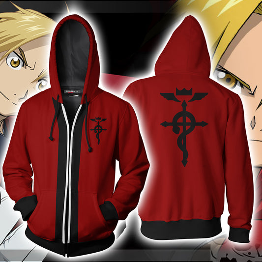 Fullmetal Alchemist Elric Edward Cosplay Zip Up Hoodie Jacket