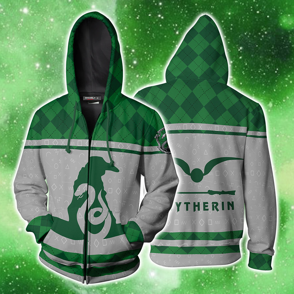 Slytherin Quidditch Team Harry Potter New Collection Zip Up Hoodie 4XL