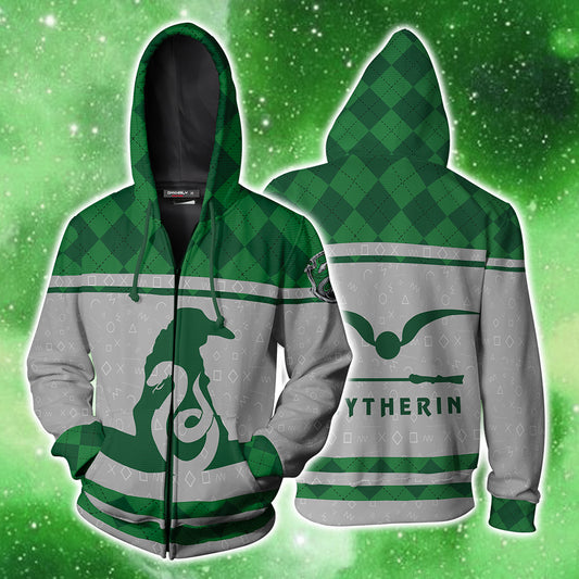 Slytherin Quidditch Team Harry Potter New Collection Zip Up Hoodie 4XL