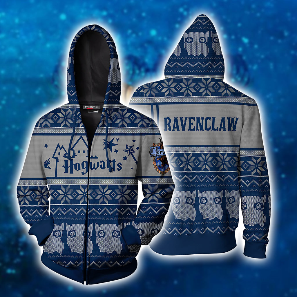 Ravenclaw Harry Potter Ugly Christmas Zip Up Hoodie