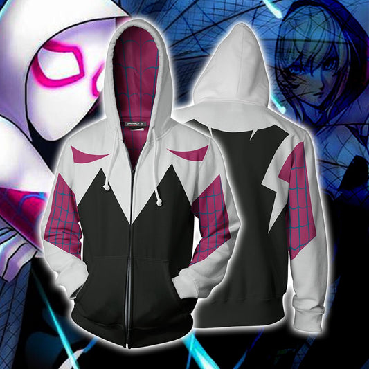 Spider-Gwen Cosplay Zip Up Hoodie Jacket 4XL